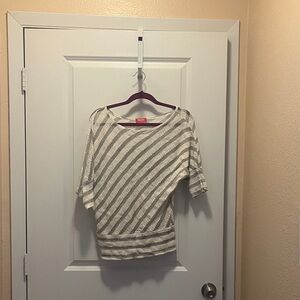 Shasa Ivory and Silver Striped Knit Top